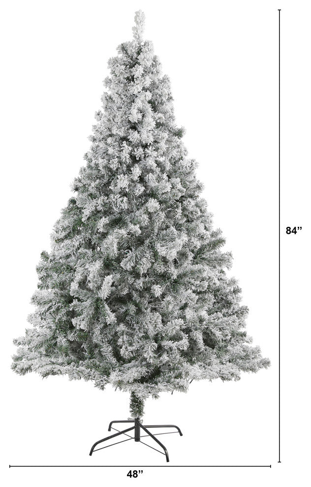 7'' Flocked Rock Springs Spruce Faux Christmas Tree With 800 Bendable Branches
