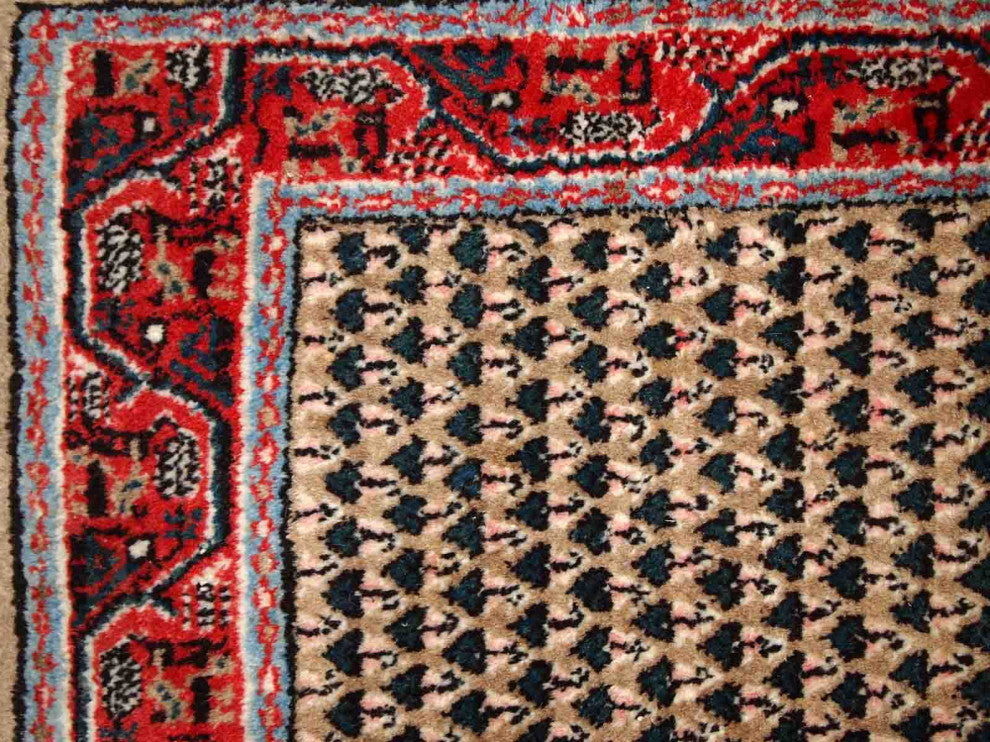 Handmade Vintage Indian Seraband Rug, 2.1'x4.1', 65cmx125cm 1970s
