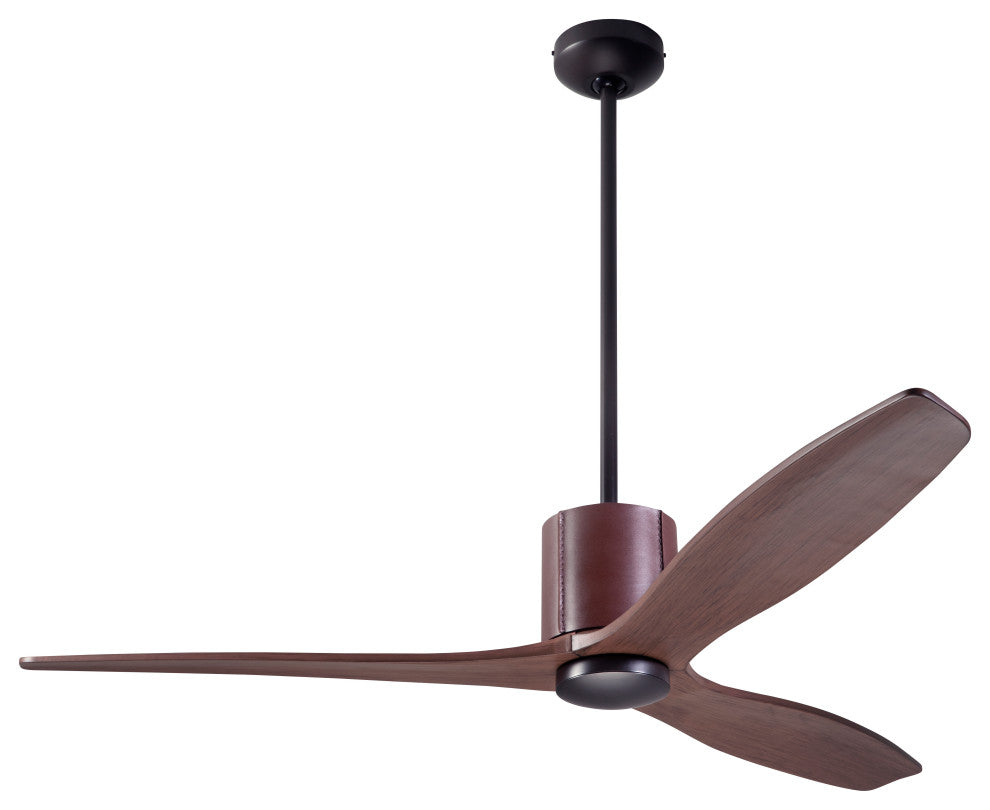 LeatherLuxe Fan, Bronze/Choc., 54" Mahogany Blade, Wall/Remote Control