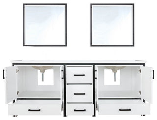 Ziva White 80" Double Vanity, Cultured Marble Top, 30" Mirrors