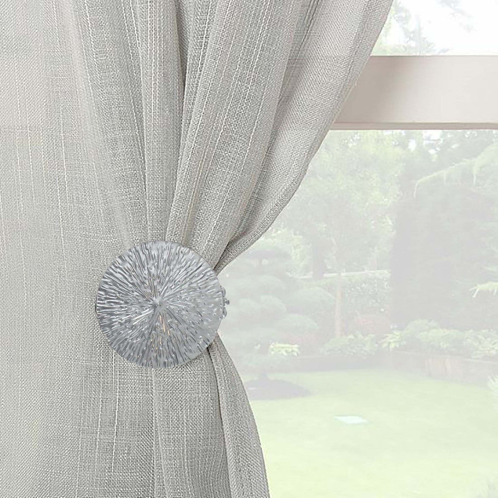 Set of 2 Metal Curtain Tiebacks "“ Elegant Round Design Clips, Chrome