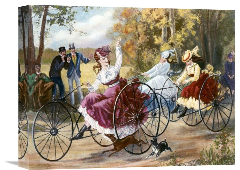 "Tricyclists In The Park" Stretched Canvas Giclee by Henry Bell, 16"x13"