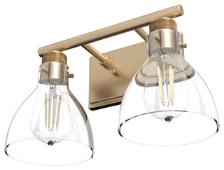 Van Nuys Alturas Gold With Clear Glass 2 Light Vanity Wall