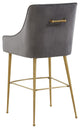 Beatrix Dark Grey Velvet Counter Stool - Gold Legs