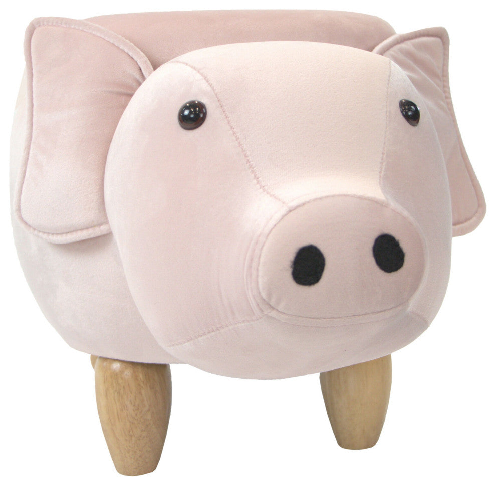 15" Seat Height Pig Animal Shape Storage Ottoman, Pink