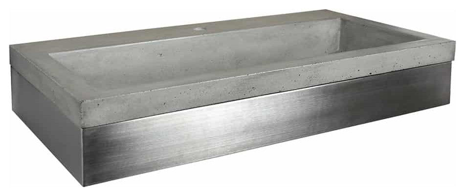 36" Zaca Vanity Base with NativeStone Trough in Ash