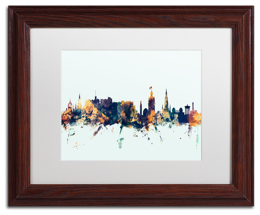 Michael Tompsett 'Edinburgh Skyline Blue' Matted Framed Art, 11x14