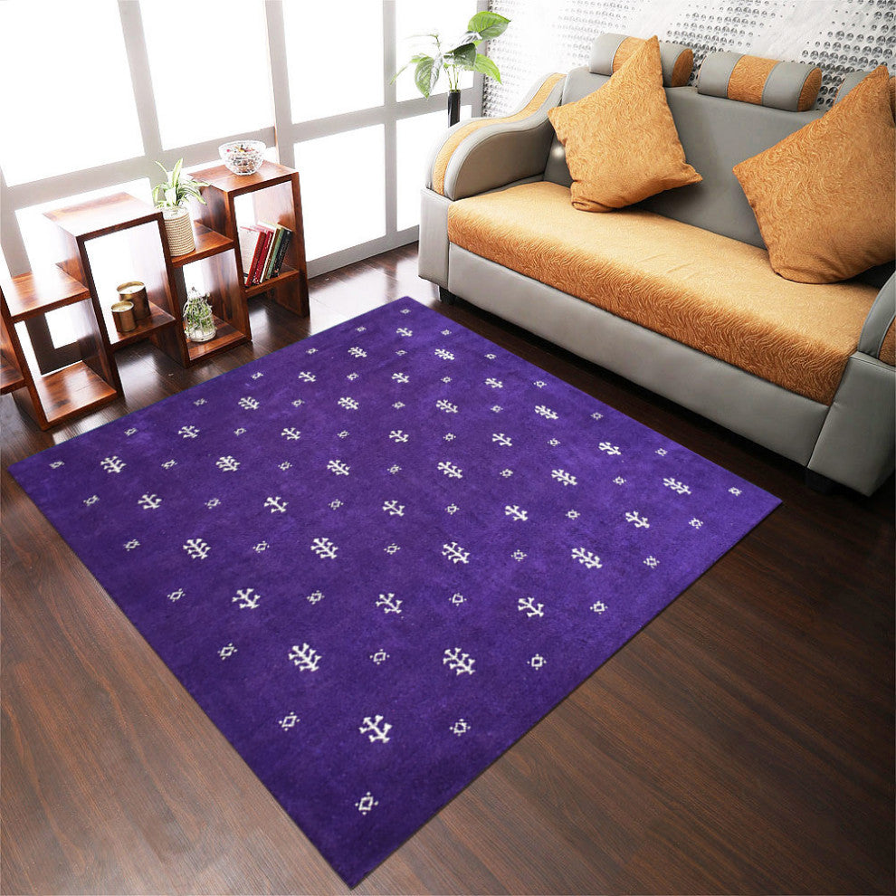 HAND KNOTTED LOOM SILK ECO-FRIENDLY AREA RUG -10'x10',Square,Purple,Contemporary