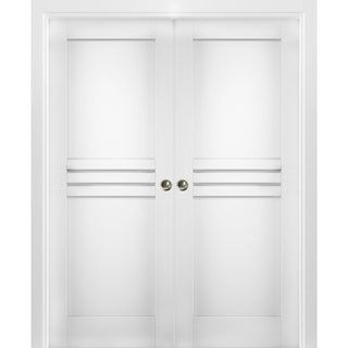 Sliding Interior Double Pocket Doors 36x80 in | Mela 7444 White Silk