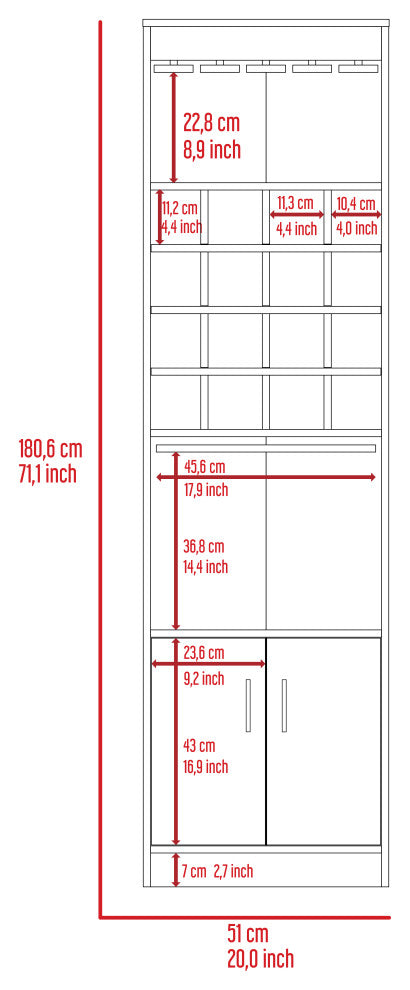 DEPOT E-SHOP Soria Bar Cabinet, Smokey Oak