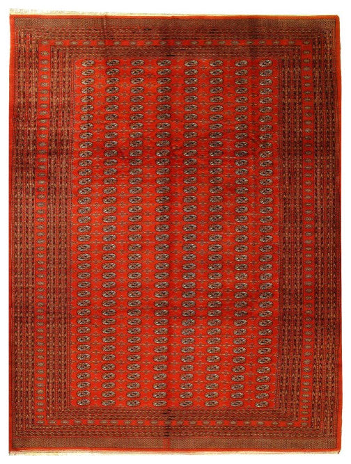 Red Color Fine Hand Knotted Vintage Bokhra 10'4''x13'5''