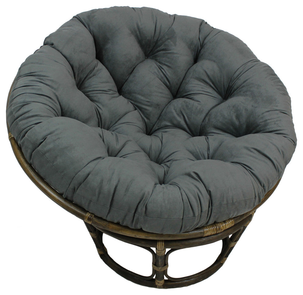 44" Solid Micro Suede Papasan Cushion, Fits 42" Papasan Frame, Steel Gray