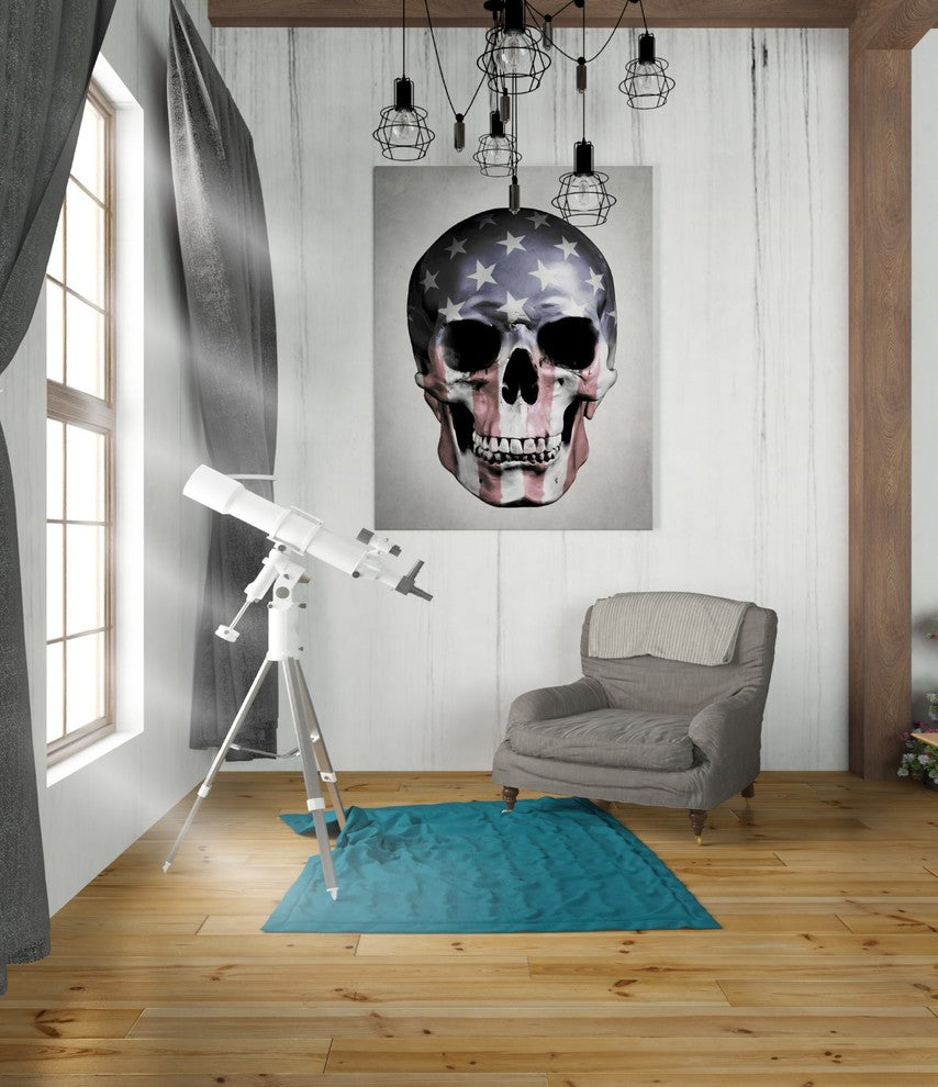 Cortesi Home "American Skull-Gray" by Nicklas Gustafsson, Giclee Canvas, 18"x26"