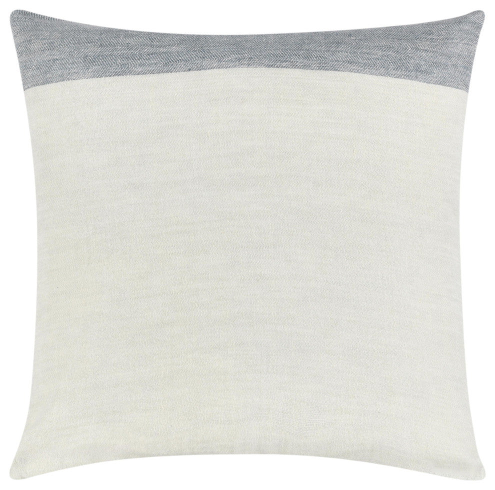 Fairbanks 22" Blue Belgian Linen Throw Pillow by Kosas Home