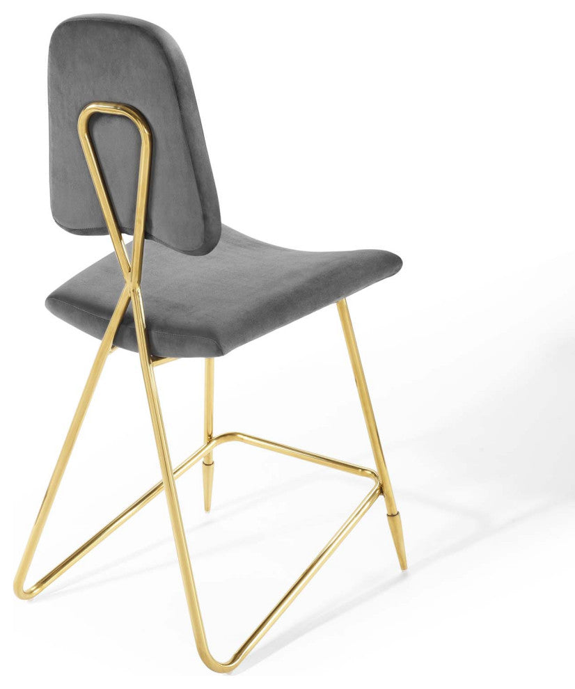 Ponder Performance Velvet Counter Stool-Gray