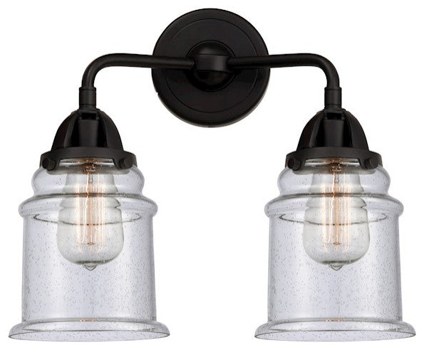 288-2W-BK-G184-LED Canton 2 Light 14" Bath Vanity Light, Matte Black