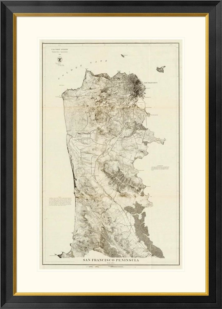 "San Francisco Peninsula, 1869"  by United States Coast Survey, 29x40"