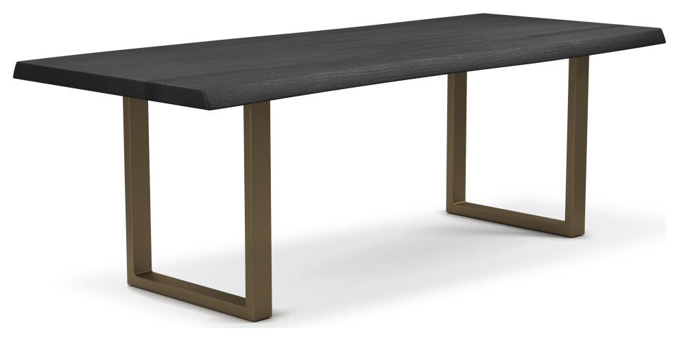 Brooks Dining Table, Ebonized, Brass, 40"x79", U-Base
