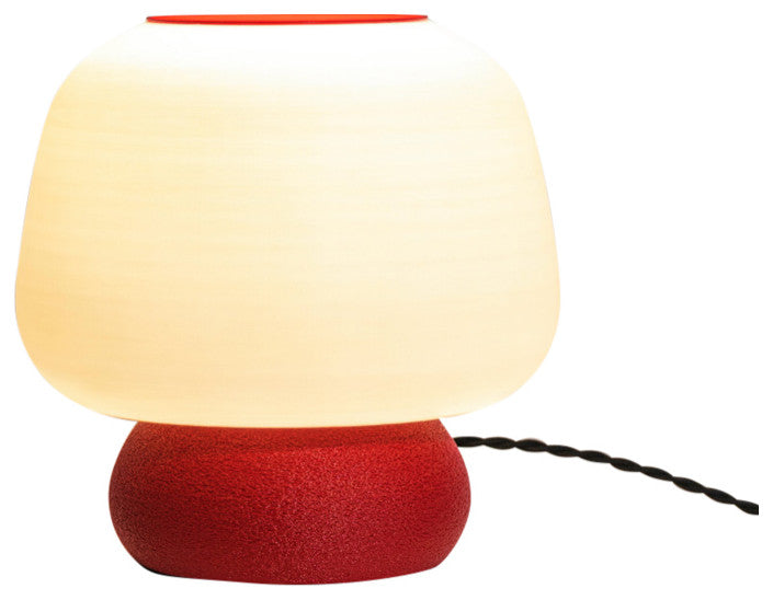 Mushroom 10" Plant-Based PLA Dimmable LED Table Lamp, White/Red