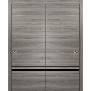 Bypass Doors 84 x 80 | Planum 0012 Grey Matte with  | Sturdy Rails