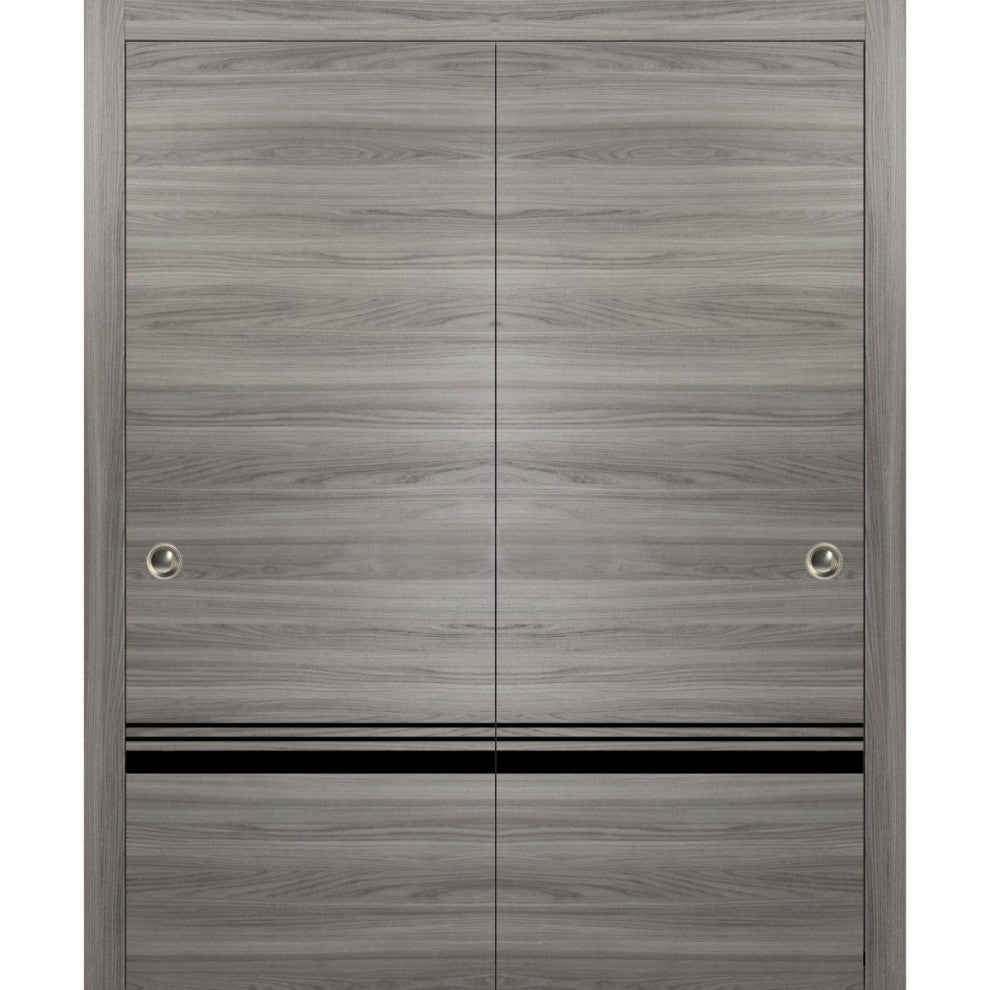 Bypass Doors 84 x 80 | Planum 0012 Grey Matte with  | Sturdy Rails
