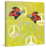"Peace Sign Ladybugs III" Painting Print on Wrapped Canvas