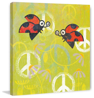"Peace Sign Ladybugs III" Painting Print on Wrapped Canvas