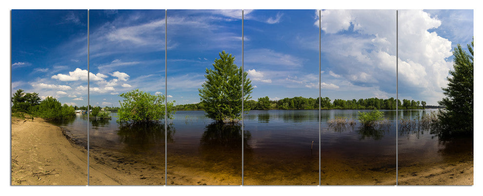 Small Flood Panorama, Landscape Canvas Art Print, 70"x28", 6 Panels
