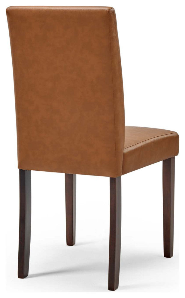Side Dining Chair and Table Set, Faux Leather, Drak Brown Tan, Modern, Bistro
