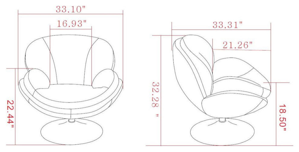 HomeRoots Comfy Red Swivel Wing Arms Accent Chair