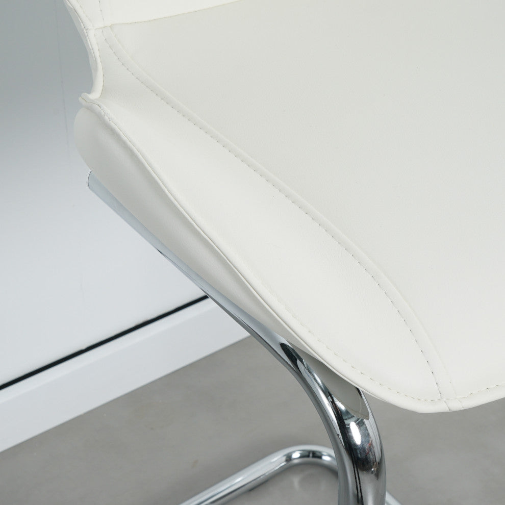 Modern PU 4 Bar chairs with Metal Legs for Dining,kitchen and Bar, White