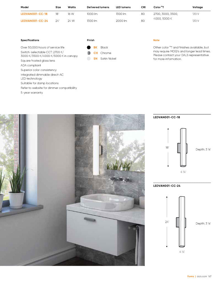 Nobel One 24" CCT Glass LED Vanity Light