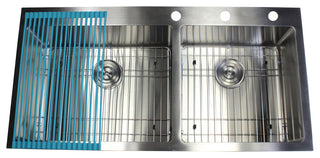 43" Drop In Topmount Stainless Steel Double Bowl Kitchen Sink Package