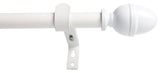 Adjustable Acorn Drapery 5/8" Rod, 28"-48", Glossy White