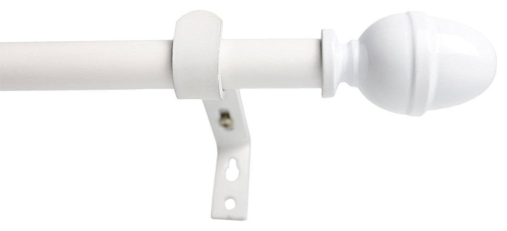 Adjustable Acorn Drapery 5/8" Rod, 28"-48", Glossy White