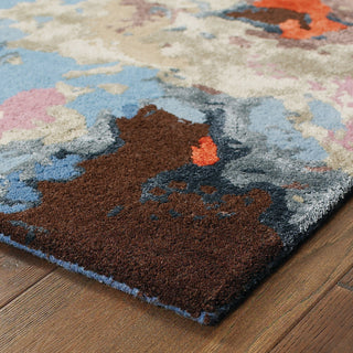 Galen Contemporary Abstract Multi/ Pink Area Rug, 10'x13'