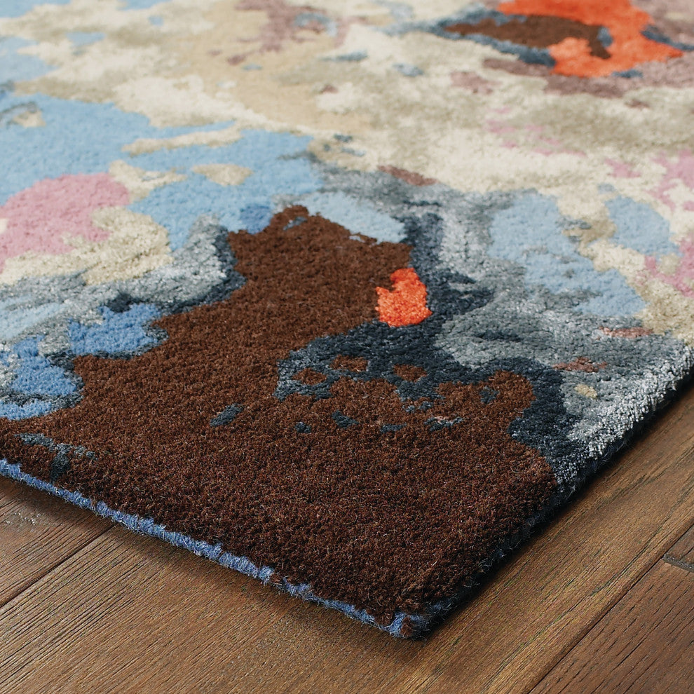 Galen Contemporary Abstract Multi/ Pink Area Rug, 10'x13'
