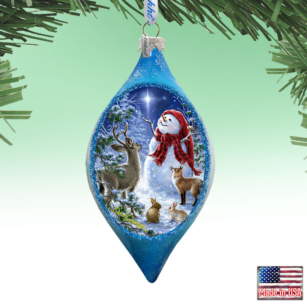 Trimming the Tree Snowman Glass Ornament