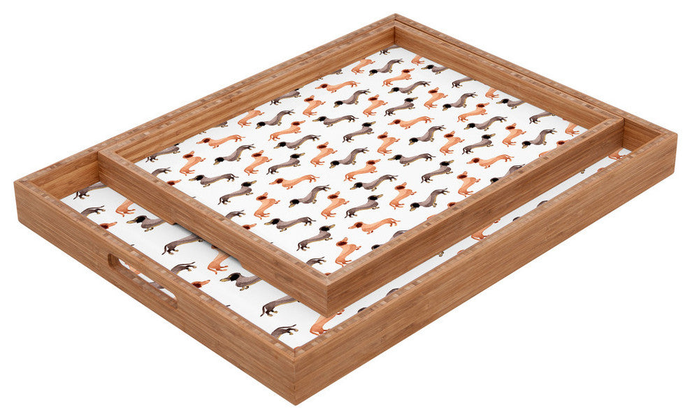 Deny Designs Wonder Forest Darling Dachshunds Rectangular Tray