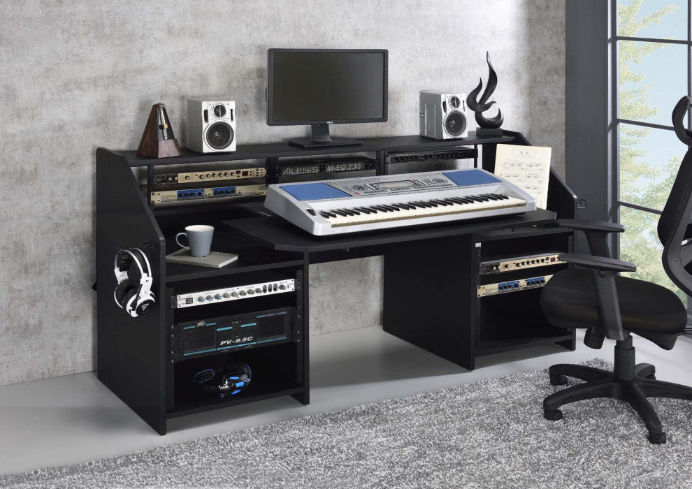 Wooden Music Desk With Side Hook, Black