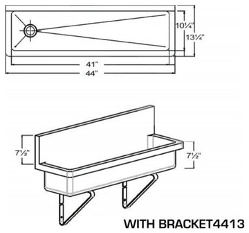 Brushed Stainless Steel Commercial Single Bowl Wall Mount Utility Sink