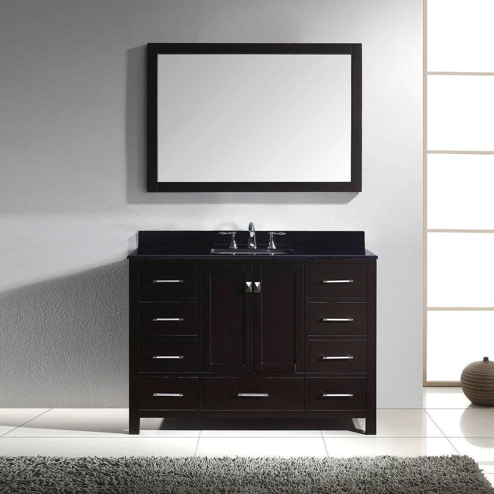 Virtu Caroline Avenue 48" Single Bathroom Vanity, Espresso, Mirror