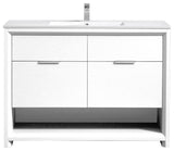 KubeBath Nudo 48'' Single Sink Floor Mount Modern Bathroom Vanity, Gloss White