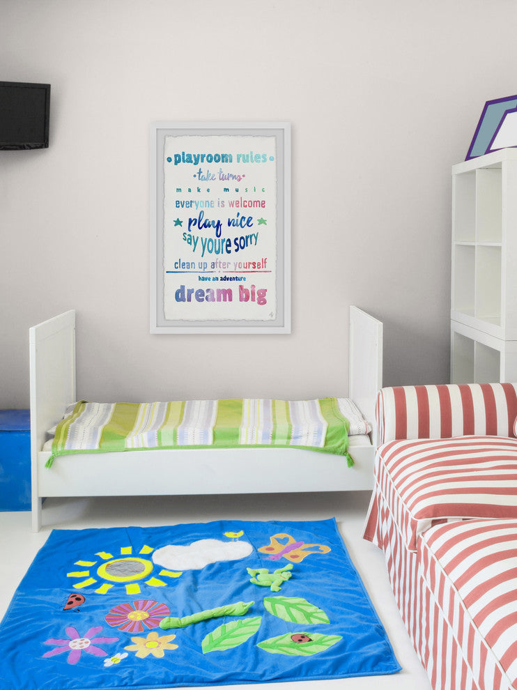 "Dreamy Playroom Rules" Framed Painting Print, 8"x12"