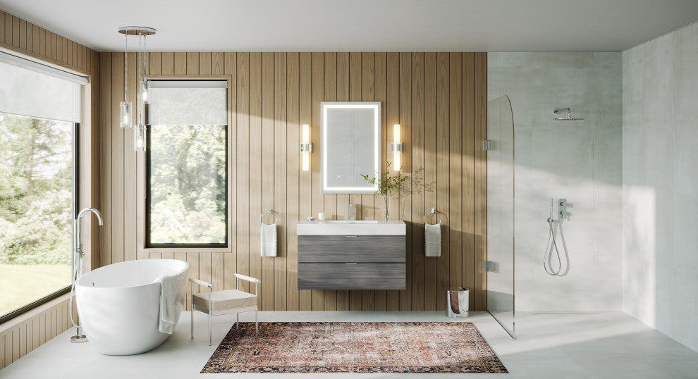 Boutique Bath Vanity, Vulcan Ash Gray, 40", Single Sink, Wall Mount