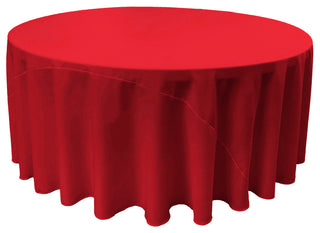 LA Linen Round Polyester Poplin, Red, 120" Round