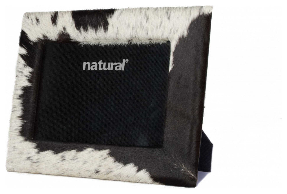HomeRoots 5" x 7" Black and White Cowhide Picture Frame