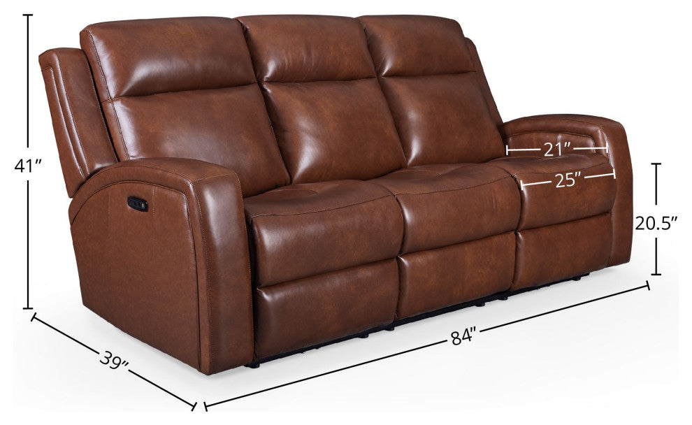 Cheyenne Dual Power Zero Gravity Mechanism Leather Sofa, Saddle