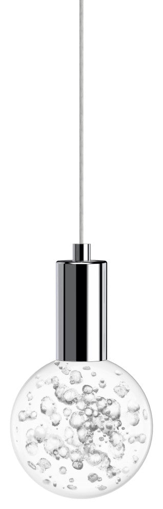 Globe Small 3" Bubbles Acrylic Single Pendant - Polished Chrome Socket