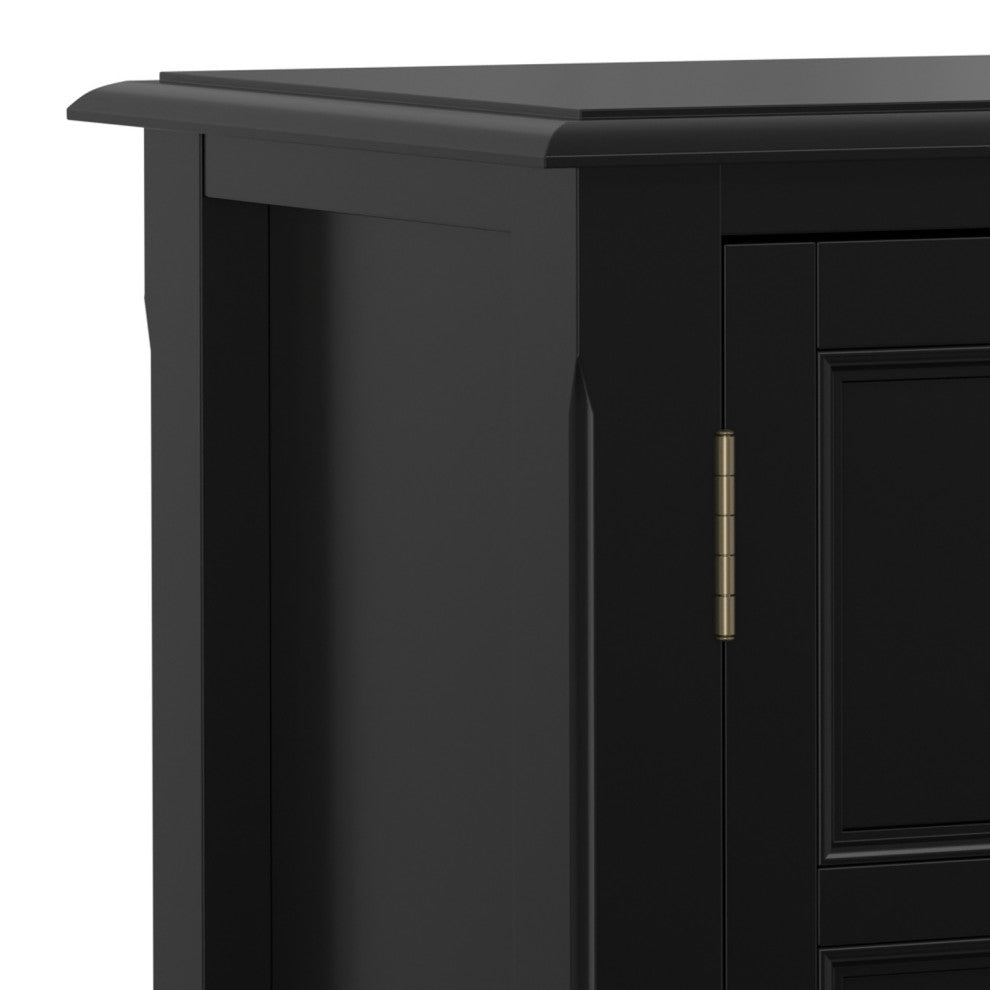 Burlington Solid Wood Low Storage Cabinet, Black